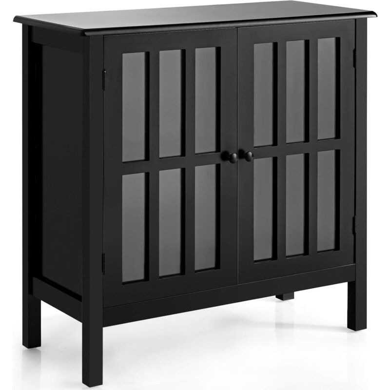 

COSTWAY Aparador para Cocina Mueble Consola con Puerta de Vidrio Armario Buffet con Patas de Madera de Pino (Negro)