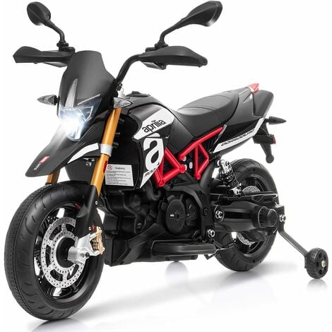 COSTWAY Aprilia Moto Electrique pour Enfants Scooter 6 V à 3 Roues avec Phares LED 37-84 Mois Charge max.:25 kg Noir