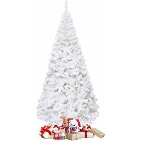 COSTWAY Árbol de Navidad Artificial 2,1M con Base Metálica Material PVC Decoración para Navidad Fiesta Casa Blanco