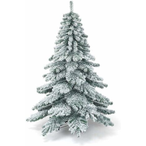 COSTWAY Árbol de Navidad Artificial de 180cm con Soporte de Metal, Agujas de PVC, Nieve Decorativa Navidad