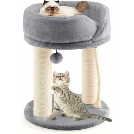 COSTWAY Árbol Rascador para Gatos, Altura 53 cm, Torre para Gatos 4 en 1 con Plataforma, Base Acolchada, Bola de Juguete y Cuerda de Sisal, Poste de Rascado (Gris)