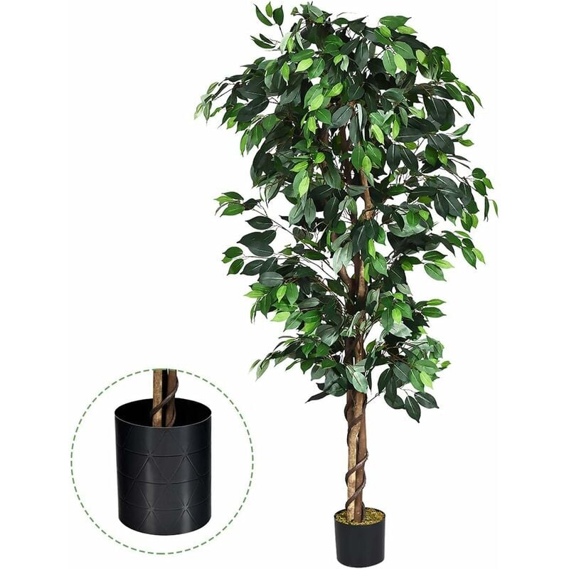 Costway - Arbre Artificiel, Plante Artificielle en Pot, Hauteur 180cm,1008 Feuilles et Tige Naturelle, sans Entretien, pour la Décoration de Jardin,