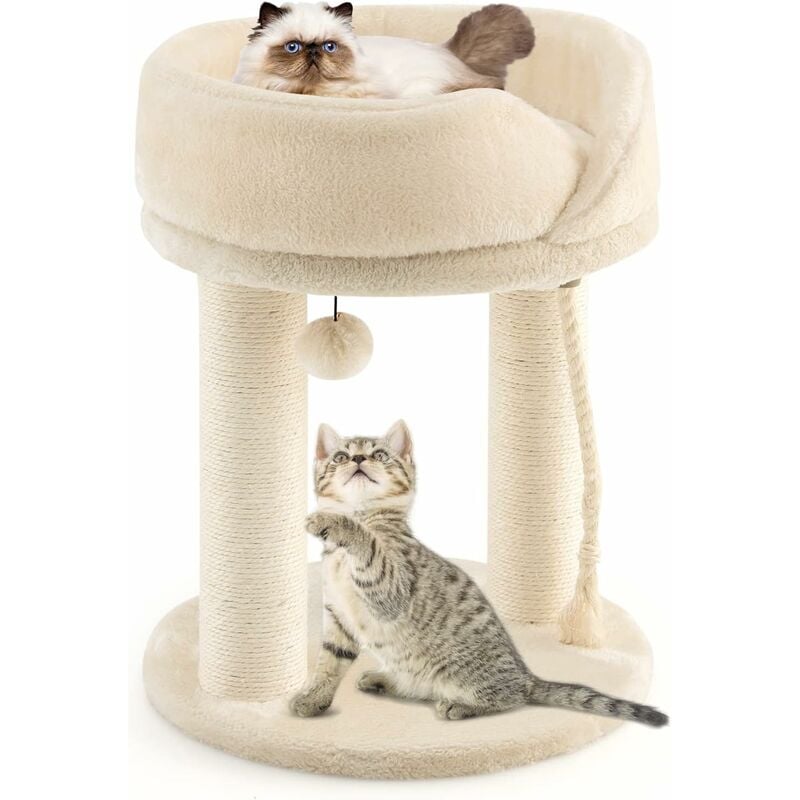 Arbre à Chat Tour d'arbre à Chat Cadre Griffoir 4 en 1 avec Perchoir à Dessus Souple, Boule de Fourrure et Corde en Sisal, Centre d'activités 2