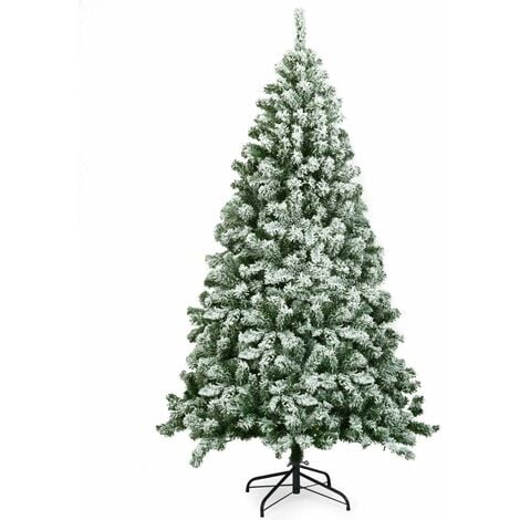 COSTWAY Arbre de Noël Artificiel Enneigé 180CM avec 928 Branches Aiguilles en PVC, Support Métallique Pliable pour Décoration Noël