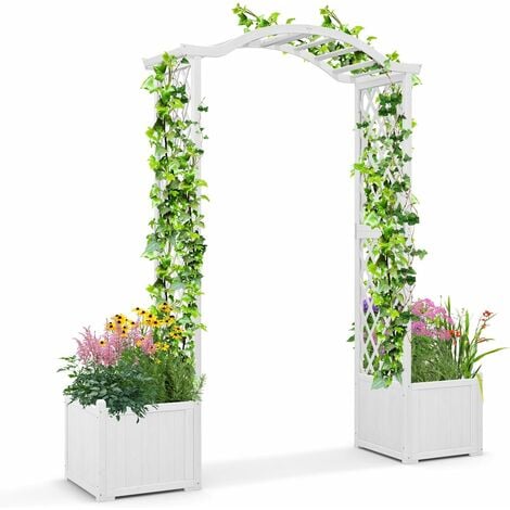 jardinière relaxdays avec portique - bac à fleurs - pour plantes grimpantes  - avec
