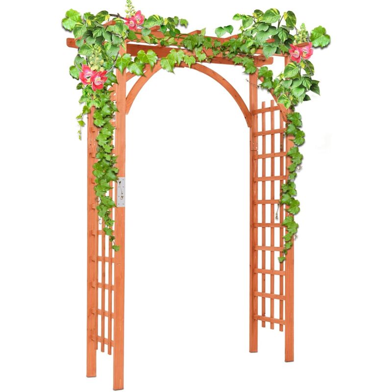 Costway - Arche de Jardin en Bois pour Plantes Grimpantes, Arceau à Rosiers en Treillis Extérieur 160x60x217CM, Support de Toile de Fond Élégant,