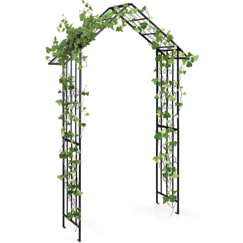 Costway - Arche de Jardin Moderne en Métal pour Plantes Grimpantes, Treillis de Jardin Extérieur avec Toit Élégant, Arche Décorative pour Mariage