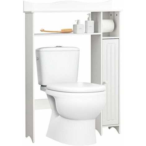 Armario de Almacenamiento sobre Inodoro WC con 5 Compartimentos 2 Puertas y  Estantes Ajustables para Baño 63 x 25 x 170 cm Gris - Costway