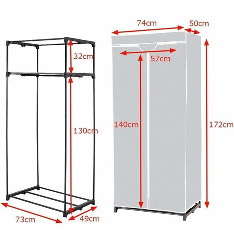 COSTWAY Armario de Tela Plegable 75x50x170cm Guardarropa Closet con Barra para Colgar Ropa Organizador Gris