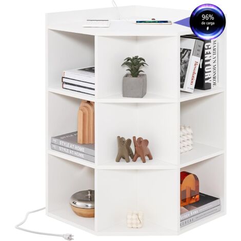 COSTWAY Armario Esquinero con Estación de Carga, Mueble Esquinero de 3 Niveles, 9 Cubículos, Mueble Esquina Dormitorio Salon Cocina, 51 x 71,5 x 86 cm (Blanco)