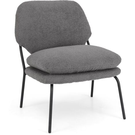 COSTWAY Armless Accent Chair Teddy Fleece Fabric Upholstered Leisure Chair-Grey