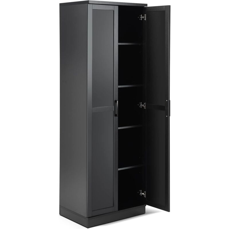 Costway - Armoire de Rangement, Armoire Chambre 2 Portes et 4 Étagères, Poignée en Métal, Armoire Multifonctionnelle, 59 x 43,5 x 178cm (Noir)