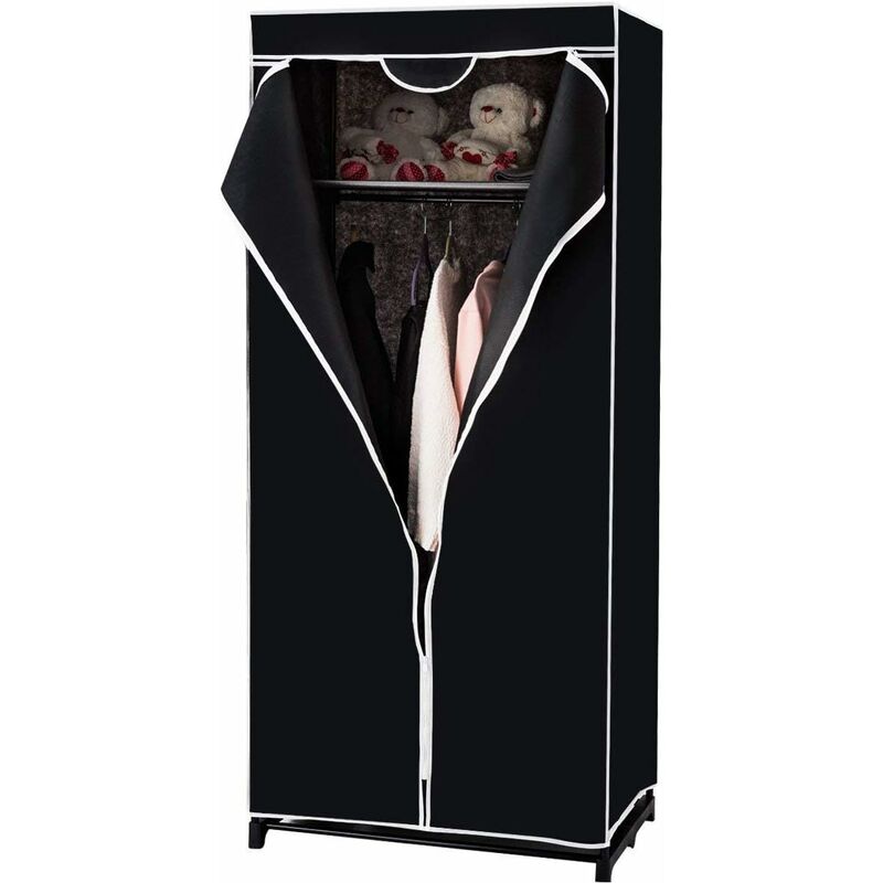 Armoire de Rangement Penderie en Tissu 1 Etagère Portable 75x50x170cm Noir - Costway