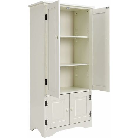 Costway – Armoire de rangement vintage en MDF – 2 étagères réglables sur 5 positions – Dimensions 58,5 x 31,5 x 123 cm – Dispositif anti-dumping blanc