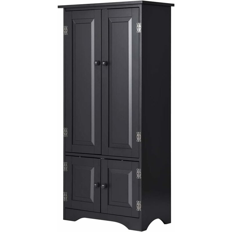Armoire de Rangement Vintage en mdf avec 2 Étagères Réglables sur 5 Positions et Dispositif Anti-Dumping, 58,5 x 31,5 x 123 cm Noir - Costway