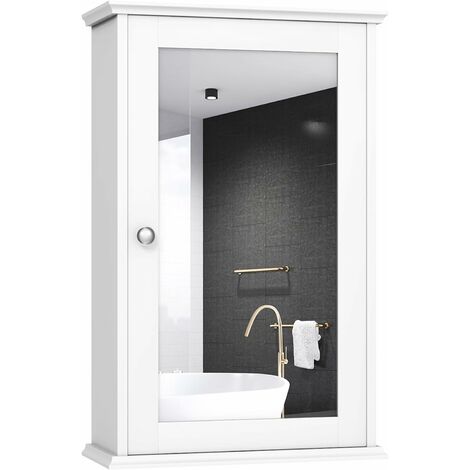 Costway – Armoire murale de salle de bain avec miroir – Étagère réglable – MDF résistant à l'eau – Dimensions 34x15x51cm – Format compact