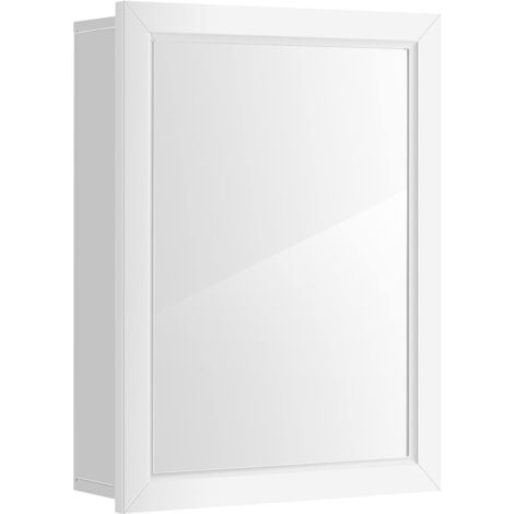 COSTWAY Armoire Murale Salle de Bain avec Miroir Armoire à Pharmacie avec Etagère à Hauteur Réglable 51 x 16 x 66,5 CM Blanc