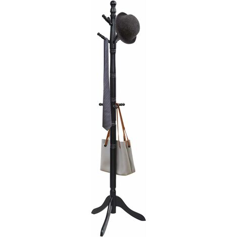 COSTWAY Attaccapanni ad Albero, Appendiabiti in Legno di Gomma con 9 Ganci, Albero Porta Abiti per Camera da Letto Soggiorno Ingresso e Ufficio, 50x50x138-175 cm (Nero)