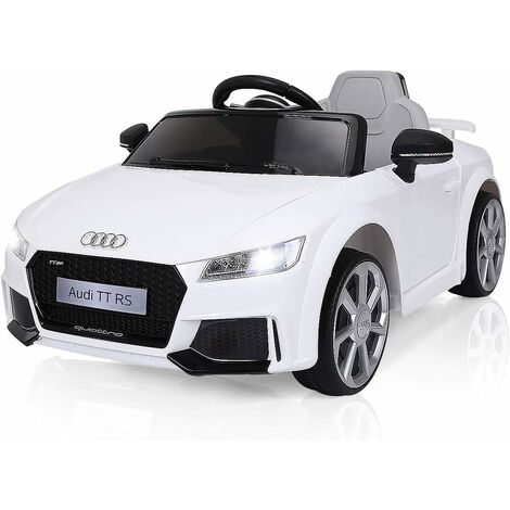 COSTWAY Audi TTRS Coche Infantil 12V con Control Remoto de 2,4G, Coche Eléctrico de 3 Velocidades, Música y Luces LED Vehículo Juguete con Puerta Doble para Niños de 3-8 Años (blanco)