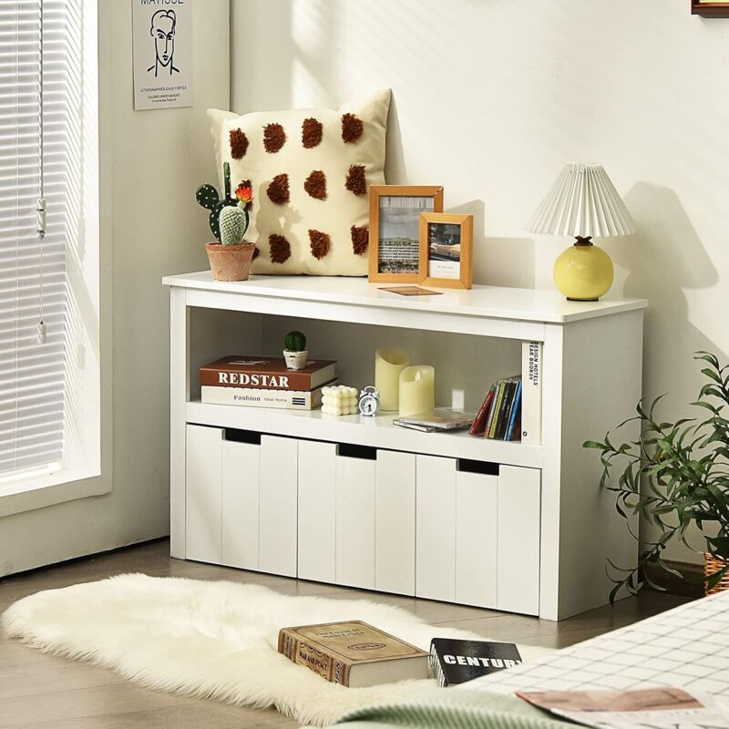 Aufbewahrungsschrank Kommode mit 3 Schubladen, Standschrank Sideboard Beistellschrank Holz, grosser Stauraum, Kinderschrank für Wohnzimmer