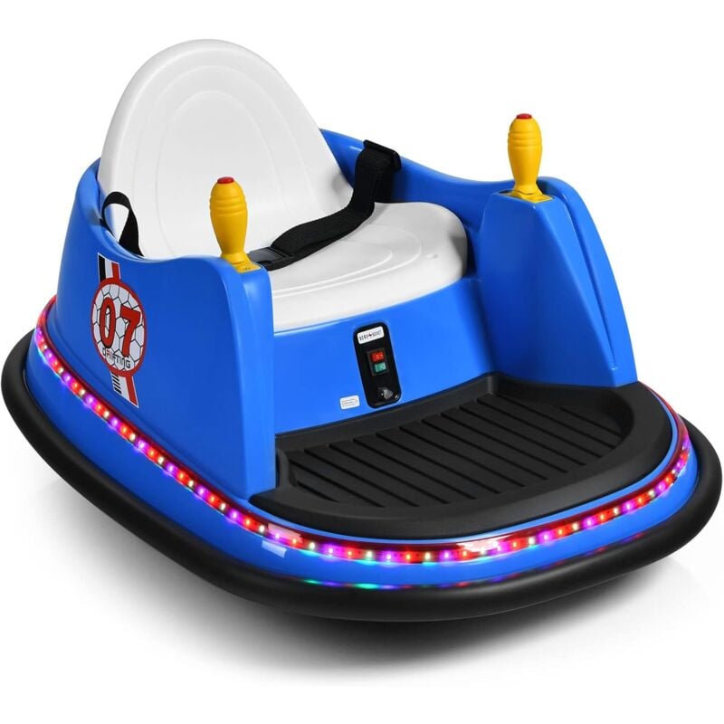 Auto Tamponneuse Électrique 6V pour Enfants 2-5 Ans, Voiture Auto Tamponnante Tournante 360° avec Lumières Clignotantes Colorées, Musique, Manette et