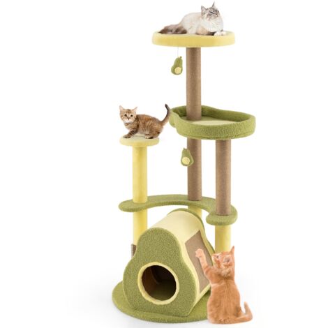 COSTWAY Avocado Cat Tree Multi-level Cat Tower w/ Private Condo-Green