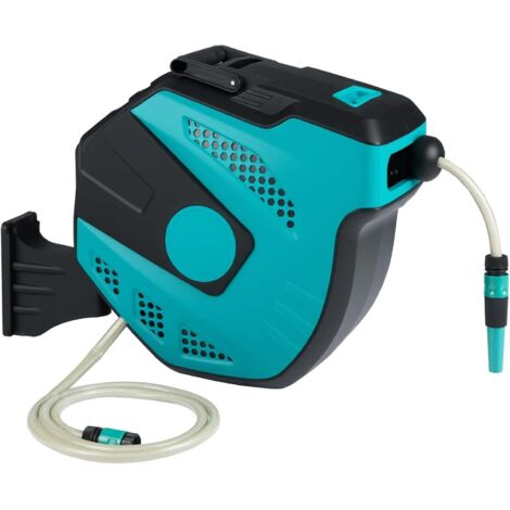 COSTWAY Avvolgitubo da Giardino Automatico a Muro, Tubo in PVC 20 M con Tubo di Alimentazione 2 M, Supporto Girevole a 180°, Ritorno Lento, Avvolgitubo Acqua Retrattile con Ugello Spray (20 M)