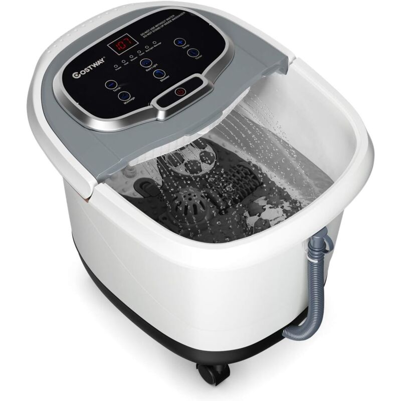 Costway - Bain de Pieds Hydromasseur avec Chauffage Rapide, Masseur Pieds 500W 6 Rouleaux avec Température 35°C-48°C, Douche Réglable et