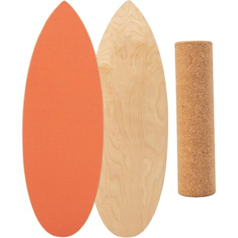 COSTWAY Balance Board in Legno, Tavola di Equilibrio con Rullo e Tappetino per Allenamento Skateboard Hockey Snowboard Surfing, Attrezzi 3 in 1 per Esercizi Equilibrio e Tonificazione Core (Arancione)