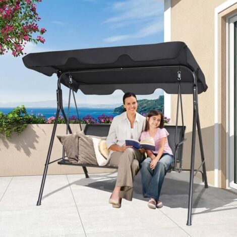 Costway – Balancelle de jardin 3 places – Acier tubulaire enduit + tissu polyester – Protection solaire optimale – Charge max 210 kg – Dimensions 170x110x155 cm