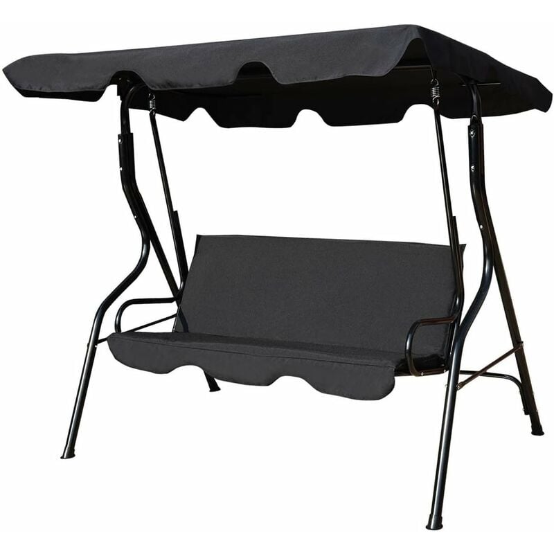 Balancelle de Jardin sur Pied pour 3 Personnes avec Toit Imperméabilisant Idéal pour Jardin Terrasse Noir - Costway