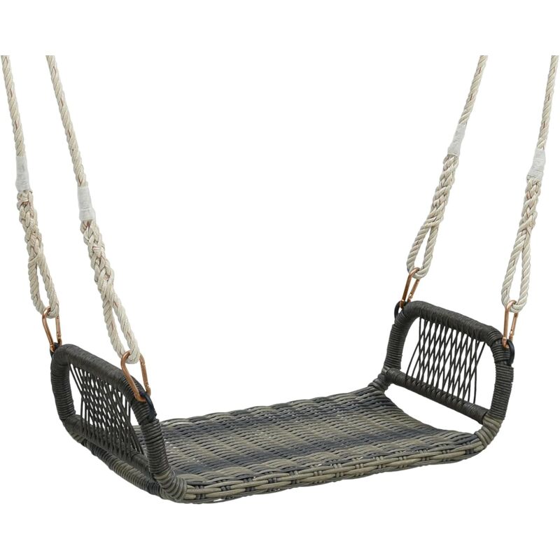 Balançoire de Jardin en Rotin pe, Balancelle de Porche en Osier avec Accoudoir Confortable, Banc Suspendu avec 2 Cordes de Suspension de 280 cm, sans