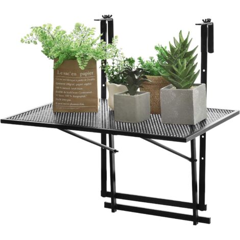 COSTWAY Balkontisch 5-stufig höhenverstellbar Balkonhängetisch Klappbar, Eisen, bis 20kg, für Balkon, Garten