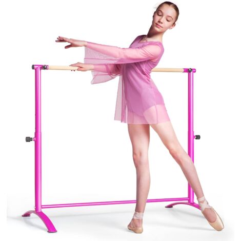 COSTWAY Ballettstange freistehend, Ballet Bar 4 Fach hoehenverstellbar, Ballett Barre aus Eisen und Holz, Stretch Barre bis 80KG belastbar, ideal für Kinder und Erwachsen