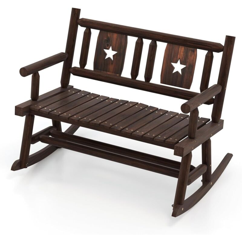 Banc à Bascule de Jardin en Bois Massif de Sapin,Chaise à Bascule à 2 Places Charge 320 KG(Style 2)