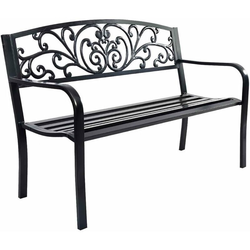 Banc de Jardin 2 Places en Métal 127 x 60 x 85 cm Style Classique Charge max : 280 kg Banquette de Jardin - Costway
