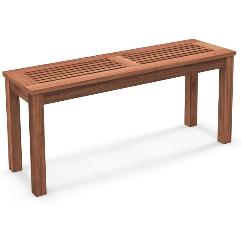 Banc de Jardin en en Bois Massif, Banc de Terrasse sans Dossier avec Assise à Lattes, Charge 150 kg, 2 Places, pour Jardin, Entrée, Cour, 100 x 30,5