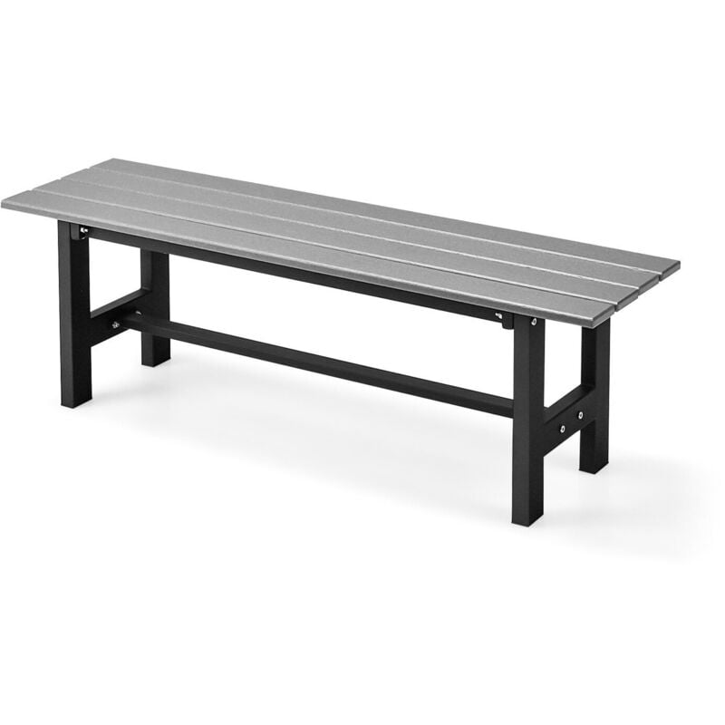 Costway - Banc de Jardin hdpe Cadre en Métal pour 2 Personnes, Banc de Terrasse sans Dossier avec Assise à Lattes 120 x 36 x 40,5 cm, Charge 300KG,