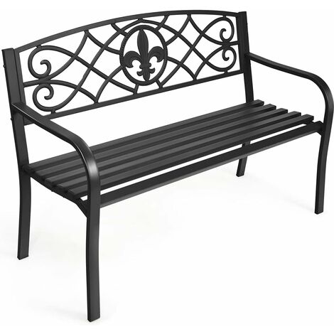 COSTWAY Banc de Jardin Métal 3 Places 128 x 60 x 89 CM Style Classique Charge max : 225 KG Banc Exterieur/Meuble de Jardin