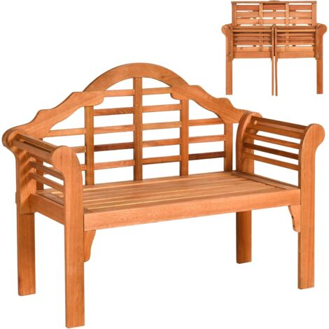 Costway – Banc de jardin pliable en bois d’eucalyptus 2 places – Dossier haut et accoudoirs – Charge 360 kg – Dimensions 123 x 54 x 96 cm