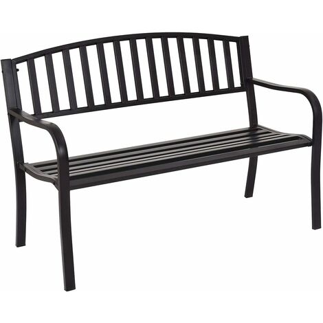 COSTWAY Banco con Respaldo Banco de Hierro Fundido Banco con Estructura de Acero Carga hasta 240kg Banco para Jardín Parque Terraza Exterior