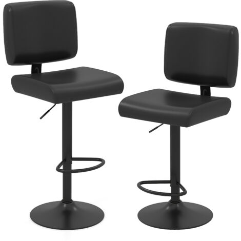 COSTWAY Bar Stools Set of 2 Modern Swivel Bar Chairs w/Adjustable Height-Black