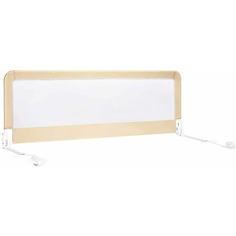 COSTWAY Barandilla de la Cama Plegable Riel de Cama Protección para Bebé Barrera de Cama para Cama Individual/Cama Matrimonial (Beige)