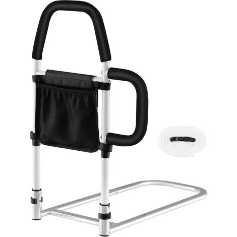 COSTWAY Barandillas de Cama para Ancianos, Riel de Seguridad de Asistencia para Cama con Doble Pasamanos, Bolsillo, Correa de Fijación, Riel de Cama para Ancianos, Niños, Embarazadas