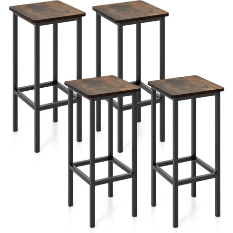 COSTWAY Barhocker 4er Set, Barstuhl mit Stahlgestell & Fußstütze, Küchenstühle küchenhocker bar hocker, einfache Montage, Industrie-Design, für Küche, Esszimmer, Wohnzimmer