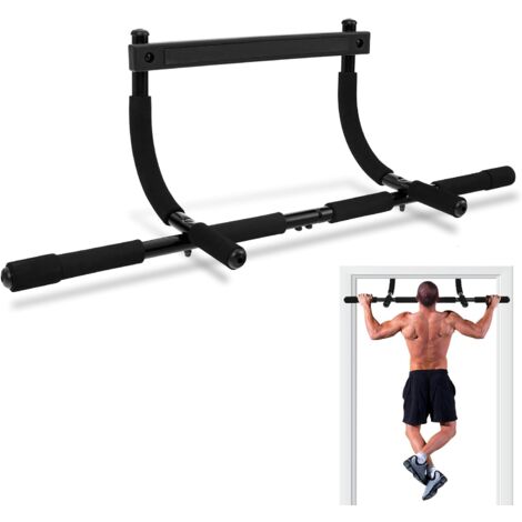 COSTWAY Barra de Dominadas, Barra de Puerta con Asas Envueltas en Espuma, 94 x 31 x 32 cm, Pull Up Bar, Negro, Carga 150kg
