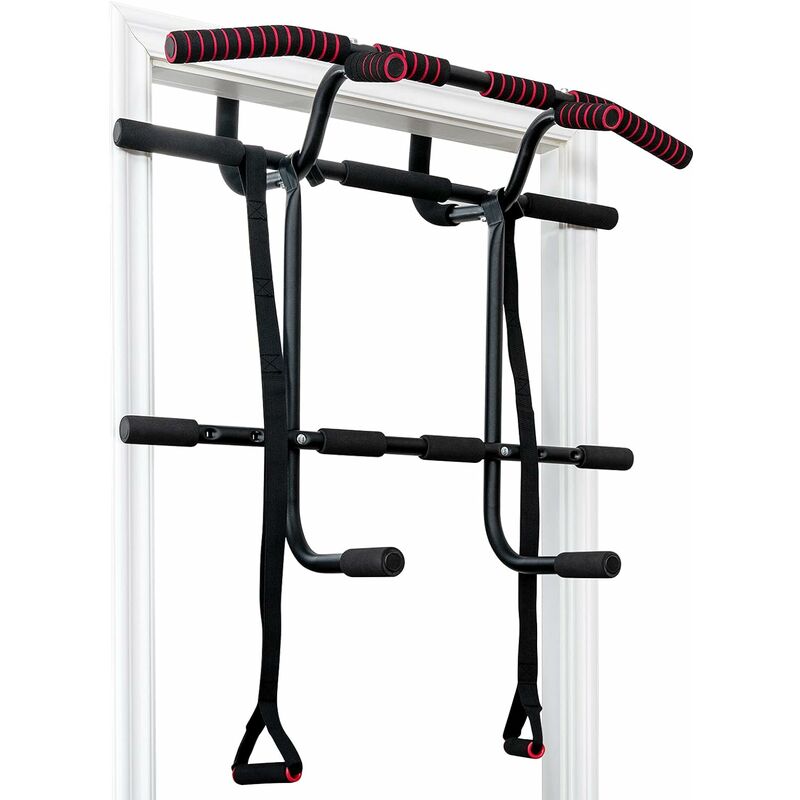 Costway - Barre de Traction pour Porte sans Perçage avec Cordes 97cm et Barres pour Dips Charge Max 150KG pour Gym à Domicile