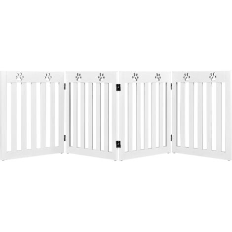 COSTWAY Barrera de Seguridad Plegable para Perros Mascotas Valla Protección para Habitación Puerta Escalera (Blanco, 4 paneles)