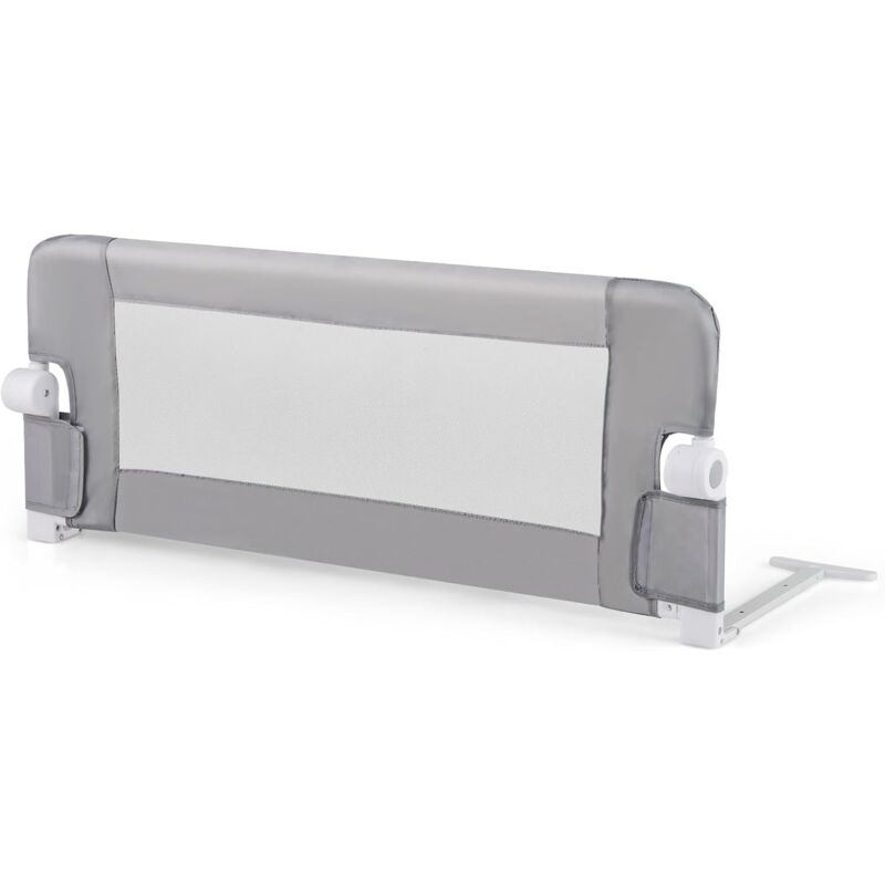 Costway - Barrière de Lit Enfant Pliable 105x43cm avec Sangle en y, Barrière de Sécurité Enfant avec Tissu Oxford & Cadre en Métal, Garde-Corps de