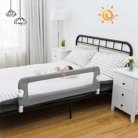 Costway – Barrière de lit rabattable pour bébé – Mousse PP douce – Trous pré-percés pour fixation – Dimensions 121 x 42 cm – Gris